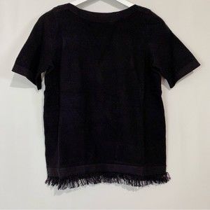 Ann Taylor Factory Women’s Short Sleeve Fringe Sweater Black Size XS NWT